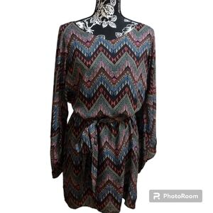 Cowgirl Justice Western Boho Tribal Chevron Long Sleeve Dress